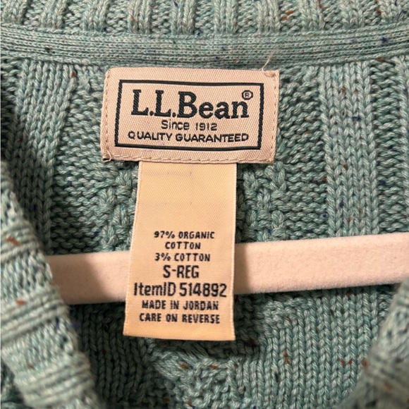 L.L. Bean Teal Cable Knit Cotton Sweater - Picture 3 of 4
